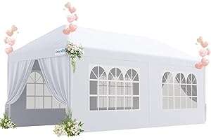 Quictent 10x20 Heavy Duty Party Tent Outdoor Canopy Tent for Parties with 4 Removable Church Window Sidewalls