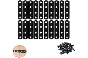 WYSUMMER Black Flat Straight Brace,20Pcs Metal Mending Brackets Straight Corner Braces Straight Brackets with 80Pcs Screws (Straight 17x76mm, Black)