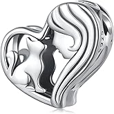 MUNDELL Authentic 925 Sterling Silver Mom Heart Shaped Pistol with Rose Charm Dala Horse Charm for Original Silver Bracelet or Bangle Jewelry Make Pendants