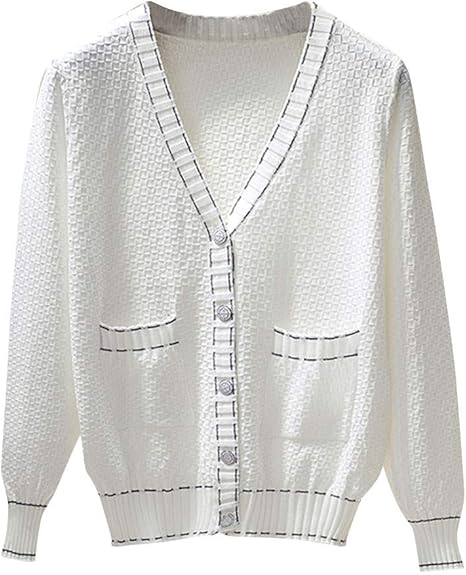 Amazon Co Jp カーディガン ファッションレディース秋ニットvネックセーターコートルーズ長袖ジャンパーレディース ニット長袖 セーター 上着 ニット プルオーバー ト カジュアル トップストップスボレロ 暖かい 通勤 無地 秋冬春 ホビー