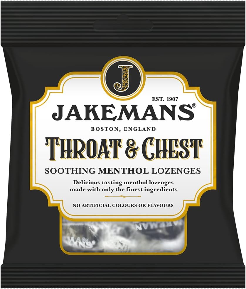 Jakemans Throat & Chest Lozenges 73g Pack of 12 Vegetarian