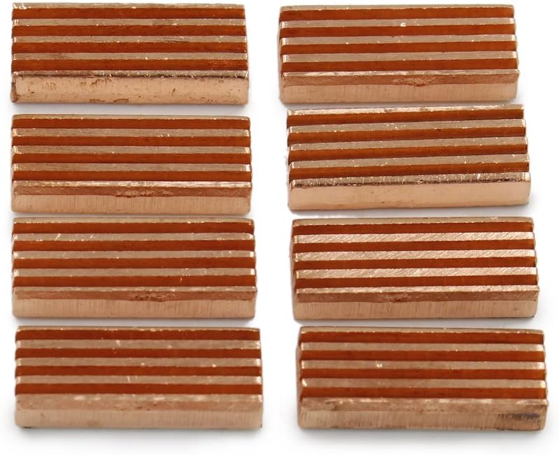 8-Pieces 22mm8mm Adhesive Back Copper Heatsink for PC Chipset DDR DDR3 RAM Memory