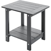 Meluvici Double Adirondack Outdoor Side Table Weather Resistant, Outdoor Rectangular Patio End Table for Adirondack Chair, Grey