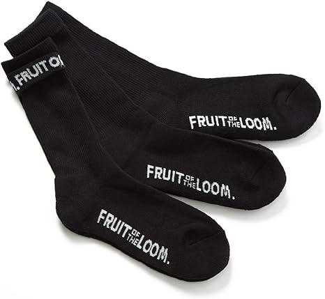 Amazon Fruit Of The Loom フルーツオブザルーム ソックス メンズ 3足セット 無地 クルーソックス ハイソックス 黒 白 靴下 くつした ブランド ブラック ｆｒｅｅ サイズ スポーツソックス 通販