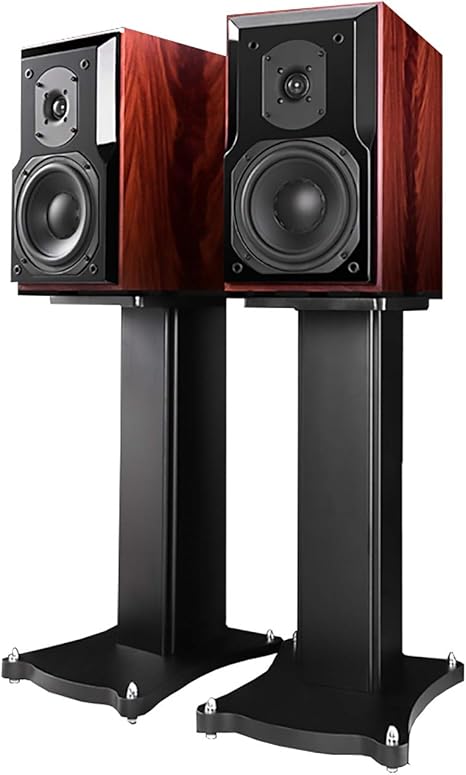 Amazon Co Jp 木目調スピーカースタンド オーディオサポートブラケット シアターフロアラック 高さ56cm 22in 注 スピーカーは含まれていません ホーム キッチン