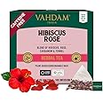 VAHDAM, Hibiscus Rose Tea Bags - 100% Whole Hibiscus Flowers Herbal Tea Bags (100 Count) With Rose, Chamomile & Exotic Spices | Caffeine Free, Floral Flavor Tisane | Resealable Ziplock Pouch
