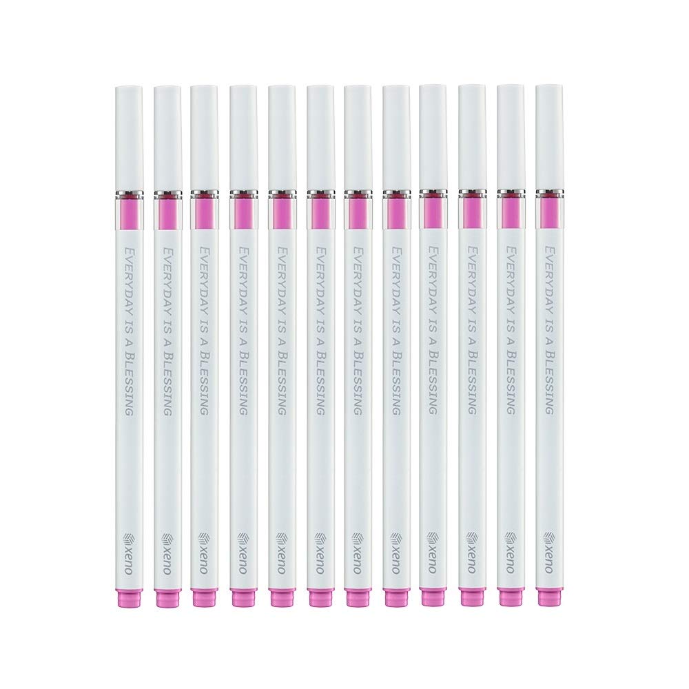 ZEESOON Xeno Vivid Liner Fine Point Gel Pen 0.38mm needle tip, 12 assorted color avail (Pink 12pcs)
