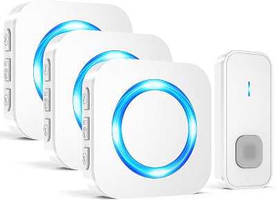 SURFOU Wireless Doorbell Waterproof Cordless 1300ft Kit 1 Button 3 Receivers