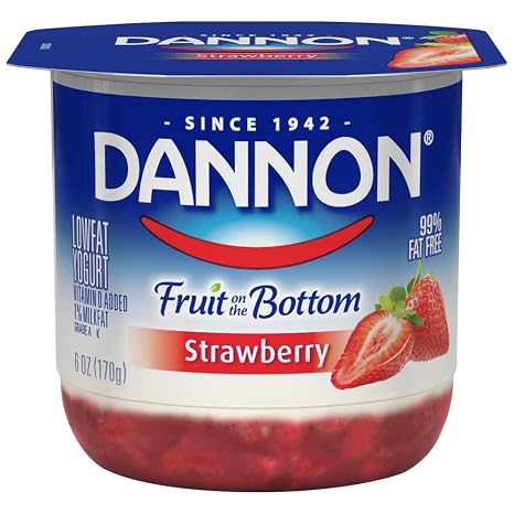 Danone Fruit on the bottom low fat strawberry yogurt (036632001047)