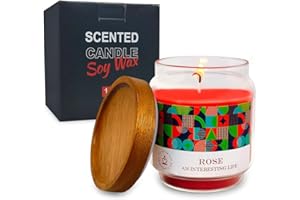 COCO-LIFE Red Rose Scented Candle Gift Set for Women, Large 16oz Highly Aromatherapy Glass Jar Candle for Christmas Home Party Gathering Relaxing Ambience Decoration - 90 Hours Burn Time