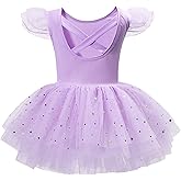 Tutu.kk Toddler Ballet Leotard Ruffle Sleeve Sequin Tulle Tutu Dress Ballerina Outfits for Girls Birthday Holiday
