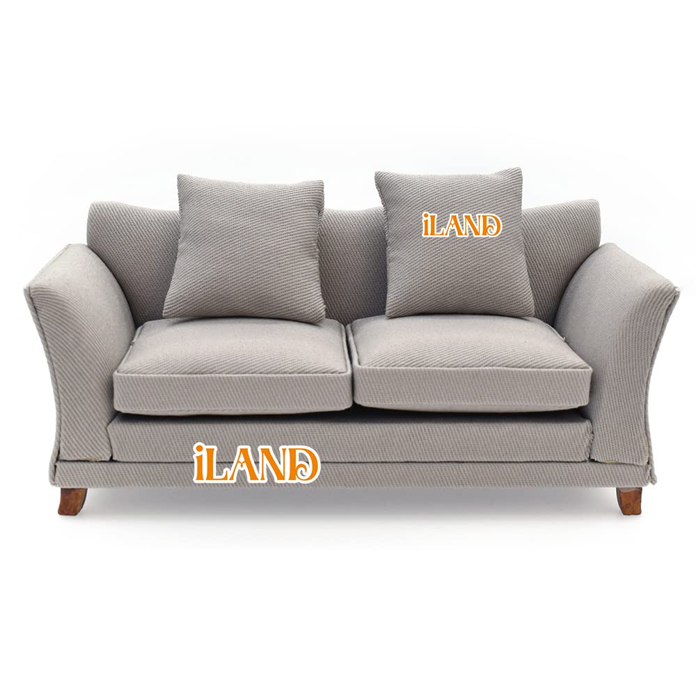 iLAND Modern Dollhouse Furniture on 1/12 Scale, Miniature Couch for Dollhouse Living Room (Khaki Drills)