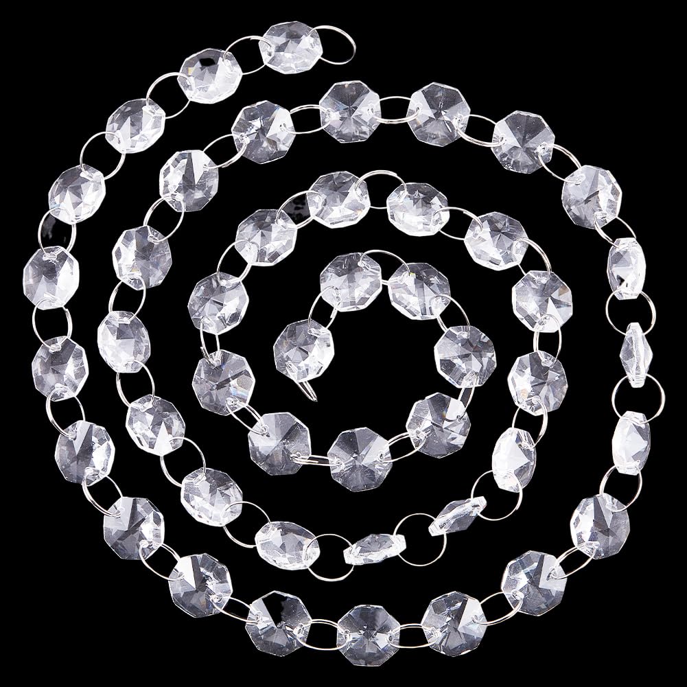 SOFPLATE 1 Box 6.56 Feet Crystal Beads Garland Strand Hanging Crystal Beads Strings 14mm Faceted Octagon Beaded Chain Chandelier Prisms Ornaments for Christmas Tree Wedding Party Decorations Gift