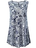KIRA Women's Sleeveless Flowy Shirt Swing Tunic Summer Loose Flare Tank Top