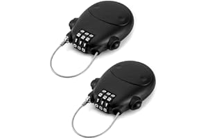 QWORK Retractable Cable Lock, 2 Pack Security Password Lock Steel Cable Luggage Locks…