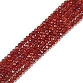 BEADIA Natural Red Agate Beads 4x2mm 120pcs Faceted Rondelle Loose Semi Gemstone Beads for Jewelry Making Design