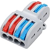 10 Pcs Lever Nuts Wire Connectors 2 in 4 Out, Quick Wiring Cable Connectors, (2 in 4 Out) Push-in Conductor Terminal Block, Q