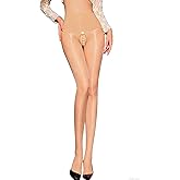 JoyJoyLing Women's Shiny Seamless Tights High Waist Sheer Tights Unique Pearl Crotch Nylons Pantyhose