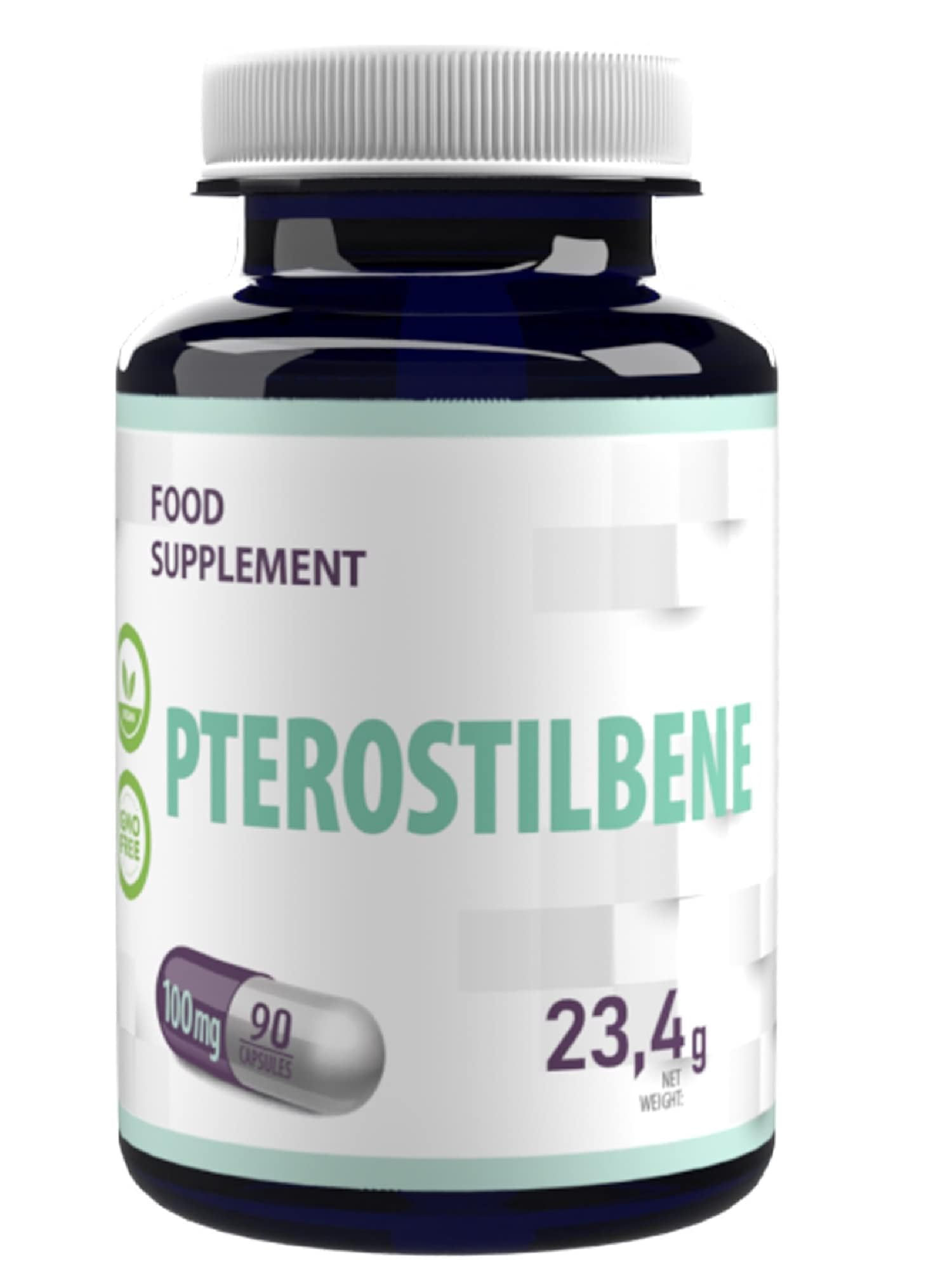 Pterostilbene 100mg 90 Vegan Capsules, Certificate of Analysis by AGROLAB Germany, High Strength Supplement, Gluten and GMO Free