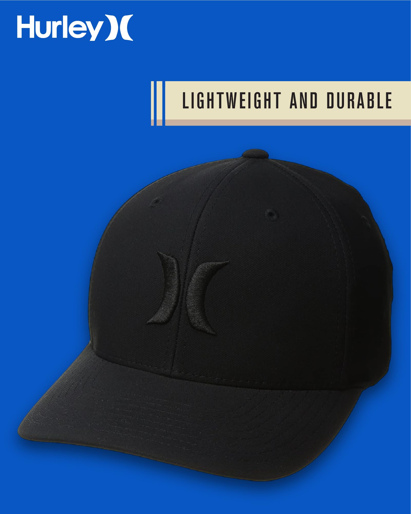 Hurley Mens Baseball Cap - Curved Brim Flexfit Fitted Hats for Men