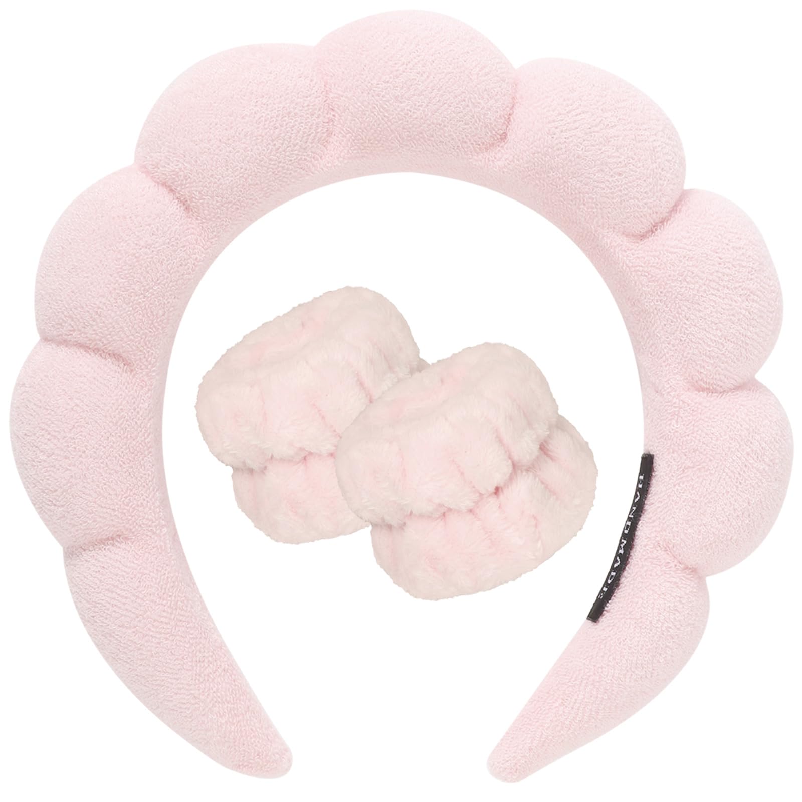 DRESHOW Spa Headband for Washing Face Wristband Set Sponge Soft Terry Cloth Makeup Skincare Non Slip Headband for Women