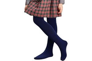 COTTON DAY Kids Girls School Dress Cotton Tights Black White Navy Blue Burgundy