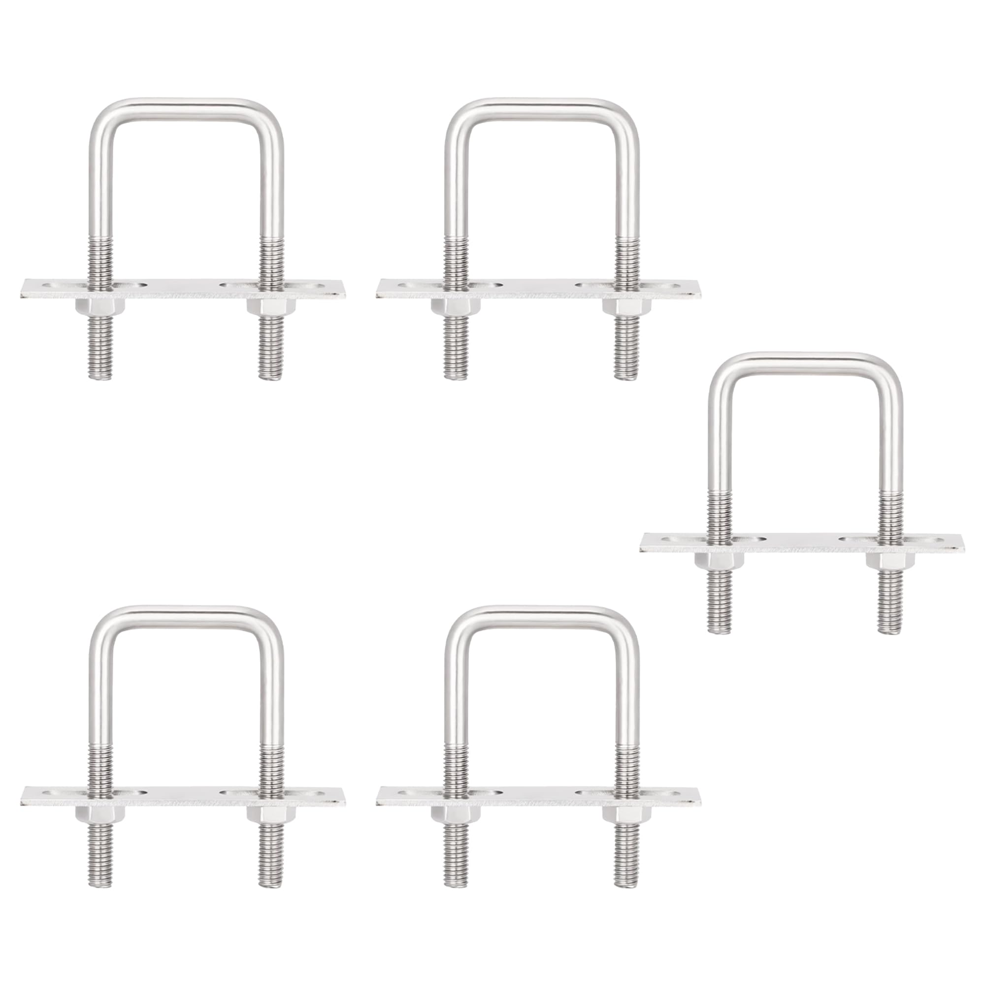 duoyif U Bolt M6 40 x 80 mm Pack of 5 U Bolts Square, U-Bolt M6 U Shackle, U Screws M6 Stainless Steel with Nut Frame Plate, U Bolt for Pipe Fixing Car Towing (M6 40 mm x 80 mm)