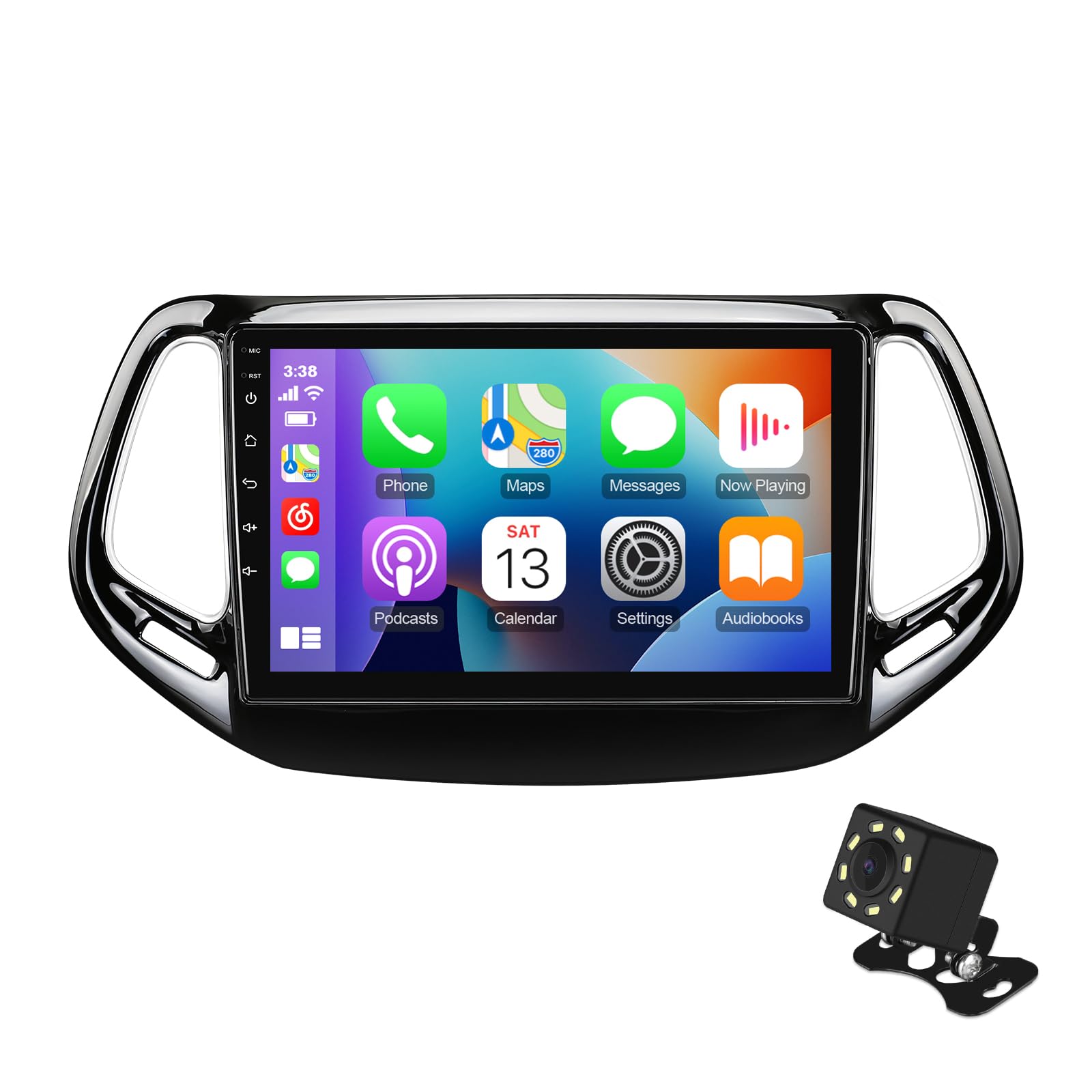 Photo 1 of 10.1 Inch IPS Touchscreen Android 13 Car Stereo for Jeep Compass 2 MP 2017-2019 with Wireless CarPlay & Android Auto 2+32GB Car Radio, Support GPS, WiFi 6, Bluetooth,5.4, FM Radio, Backup Camera, SWC