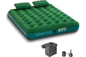 Simpli Comfy Queen Camping Air Mattress w/ 2 Pillows & Battery Pump for Easy Inflation, Inflatable Durable Waterproof Blow Up Airbed, Perfect for Travel Camping Guests Comfortable Sleep at Home