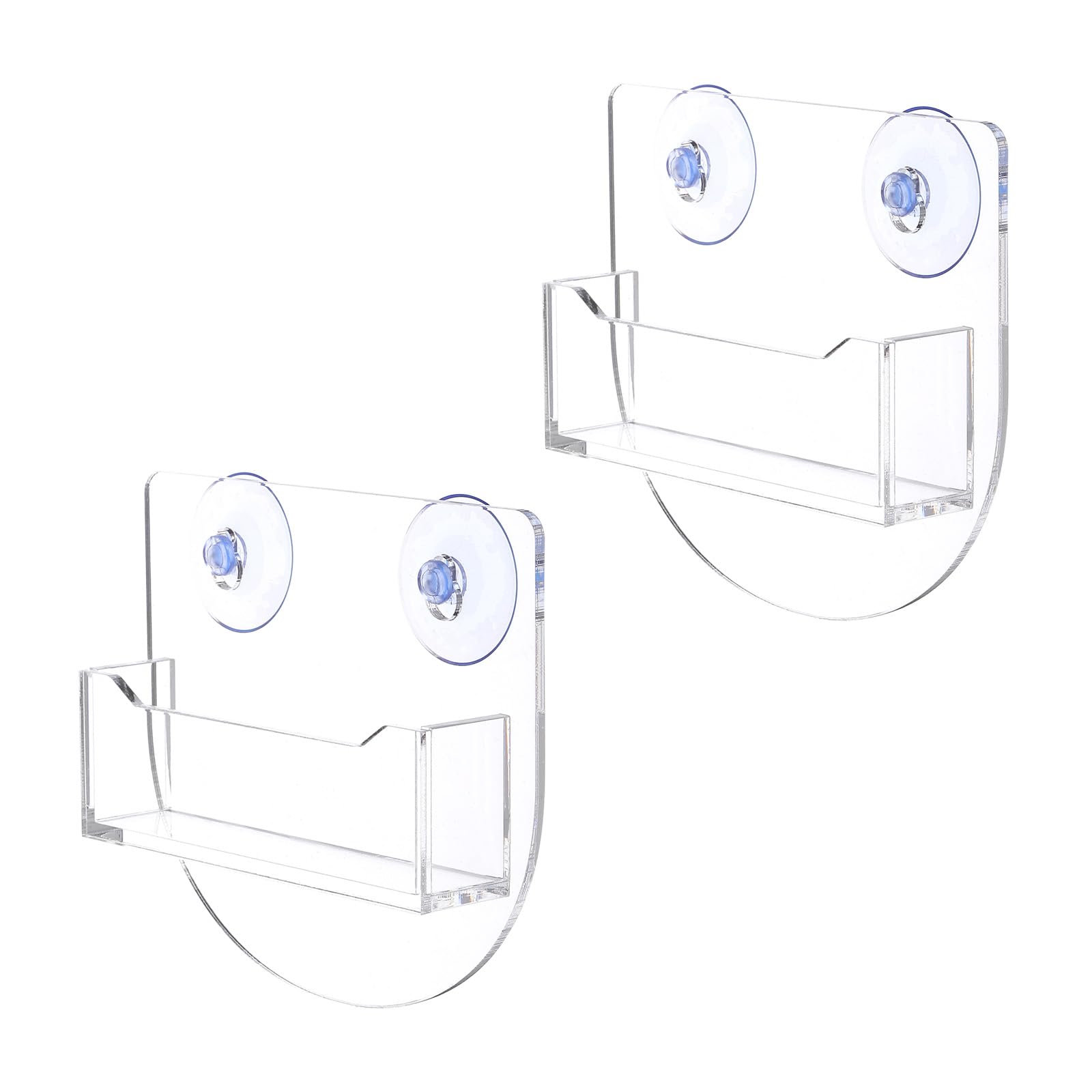 PATIKIL Window Mount Business Card Holder, 2 Pcs Acrylic Business Card Holder with Suction Cups Single Pocket Name Card Display Stand Organizer for Office Outdoor Exhibition, Clear