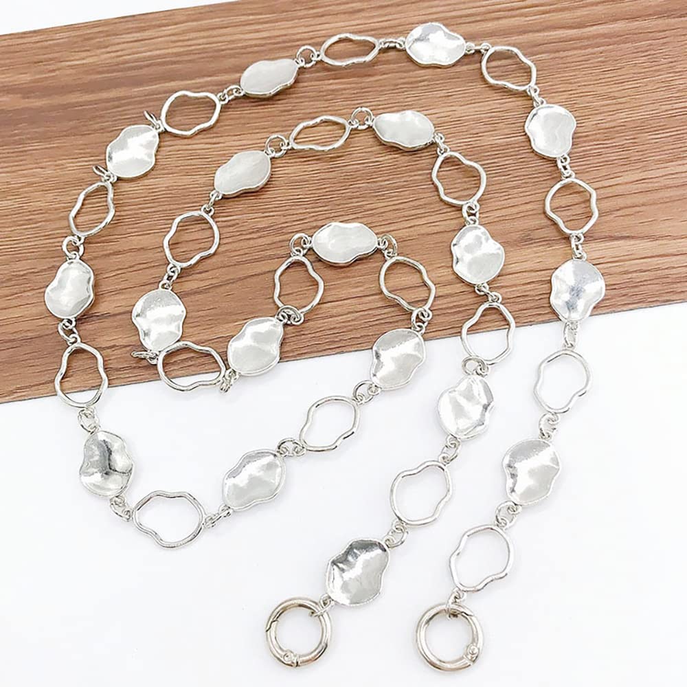 Duories 1 x Metal Bag Chain, Replacement Shoulder Strap, Gold Chain Strap, Metal Chain Strap for Women, Handbags, Shoulder Bag, Purse, Chain Bag, Chain for Handbag, Silver, 120 cm