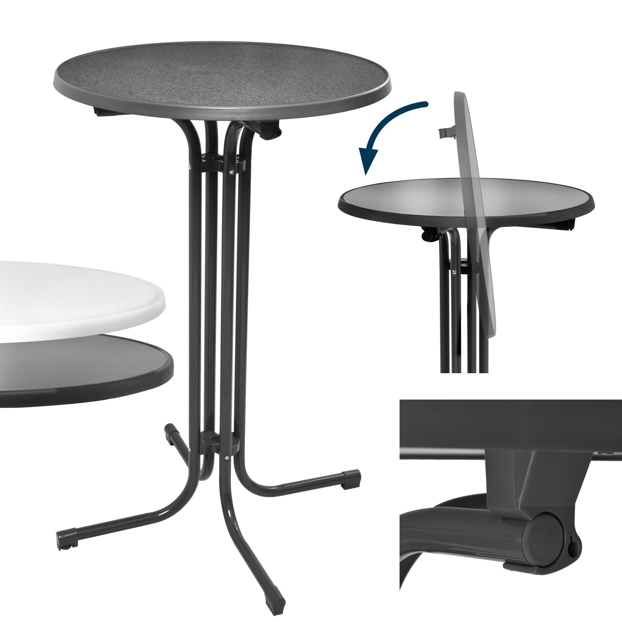 Beautissu Outdoor Bistro Table Ø 70 Bellini Stable Folding Garden Table – Round Patio Table Heat-Resistant Durable & Weatherproof Cocktail Table Anthracite