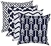ACCENTHOME Printed Pillow Covers Set of 4 - Decorative Square Throw Pillow Cover, Indoor & Outdoor Cotton Cushion Cases, Geometric Design Navy Pillowcases for Home Sofa - Bed - Couch 18 x 18 Inch