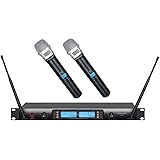 GTD Audio 2x100 Adjustable Channels UHF Wireless Cordless Handheld Microphone Mic System Ideal for Church, Karaoke, Dj Party,