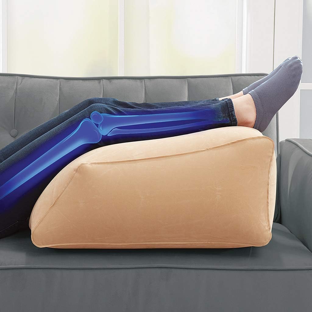 BulbHead Ramp Must-Have Elevating Rest Relieves Leg, Hip and Knee Pain, Improves Circulation, Reduces Swelling-Inflatable Bed Wedge Pillow, Beige: Home & Kitchen