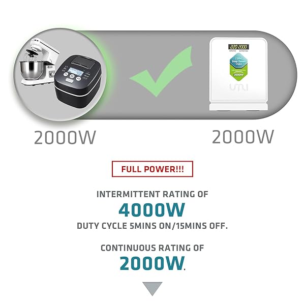 UMI 2000W STEP DOWN VOLTAGE 220V TO 110V CONVERTER, HEAVY DUTY POWER CONVERTER, POWER TRANSFORMER WITH AUTO MODE FOR LARGE CAPACITY EQUIPMENT, STEP DOWN 220V TO 110V – US TO EUROPE VOLTAGE CONVERTER