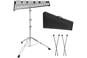 MAYQMAY 32 Note Aluminum Glockenspiel Xylophone Percussion Musical Instrument with Carrying Bag Adjustable Stand