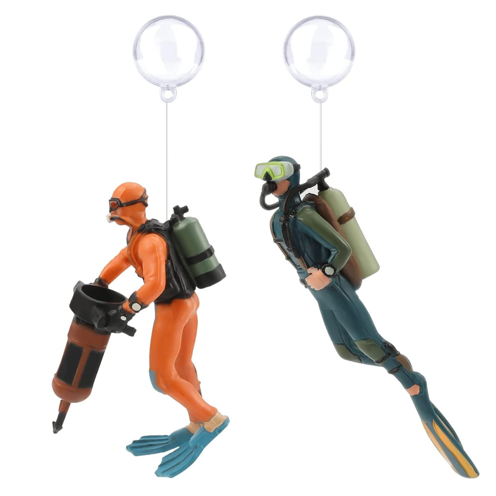 Qianxihu 2Pcs Aquarium Diver Ornament Floating Aquarium Accessories Floating Device Fish Tank Landscape Cute Diver Aquarium Decorations for All Kinds of Fish Tanks