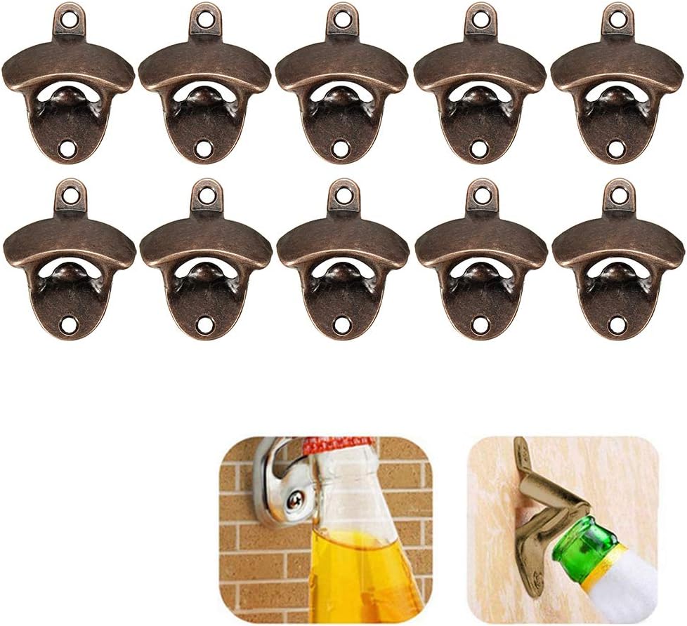 10 STK Flaschenöffner Wandmontage Wandflaschenöffner Wand Befestigt Bieroffner Bier Anbau Befestigungmaterial Bar Bier Soda Glas Cap