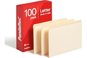 Pendaflex Essentials File Folder, 100 Box, Straight Cut, Letter, Manila, (752)