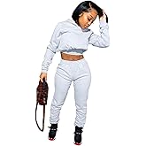 Akmipoem Jogging Suits for Women 2 Piece Sweatsuits Tracksuits Outfits Casual Long Sleeve Crop Hoodie Jogger Pants Sets