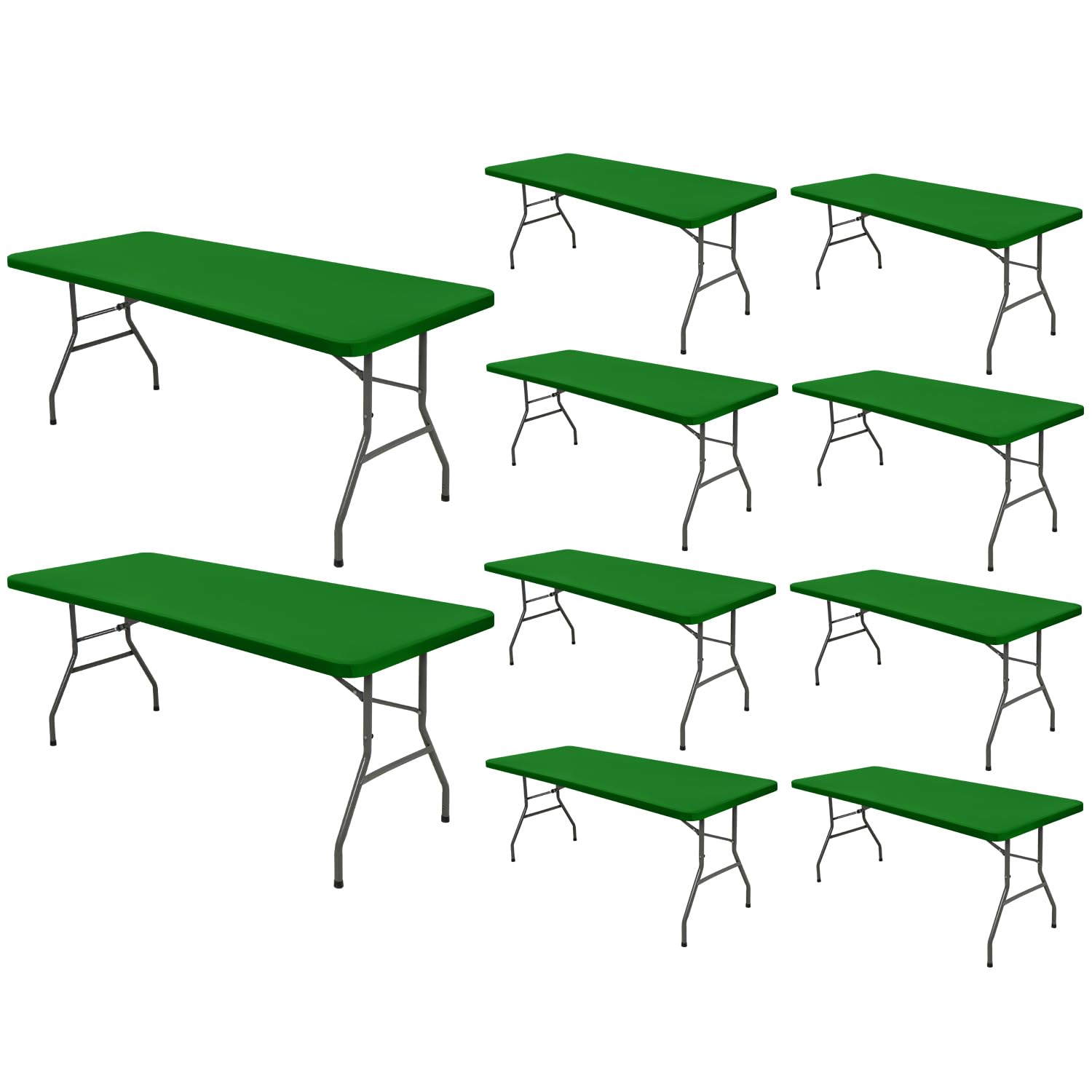 Photo 1 of 10 Pack Picnic Fitted Table Cover for 8 Foot Tablecloth for Rectangle Tables Waterproof Stretch Washable Folding Indoor and Outdoor Spandex Table Cloth for Camping Banquet Parties (Green,30" x 96")