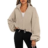 AUTOMET Womens Fleece Jackets Zip Up Oversized Sweatshirts Winter Clothes Long Sleeve Crop Sherpa Fall Outfits Fashion