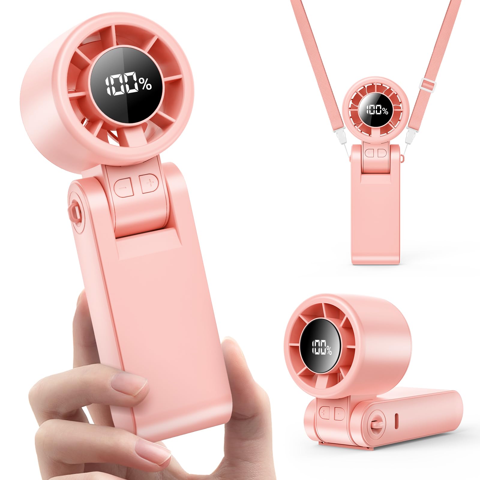 Qtitis Portable Handheld Turbo Fan, 100 Gear Wind, Battery Operated, 3 IN 1 Hand Fan with Air Turbo Tech Cooling Fans for Outdoor Activities, Travel, Working, Makeup