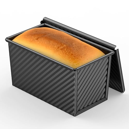 8*4 Inch Pullman Loaf Pan with Lid, 1Lb Dough Capacity Bread Loaf