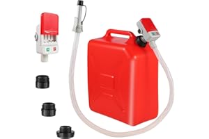 DAXIMMC Fuel Transfer Pump with Auto Stop-Overfill Protection, 3.2 Gallon per min, 51'' Overlong Hose Fuel Transfer Pump with 3 Tank Adapter, Portable Gas Pump for Gasoline,Diesel,Oil