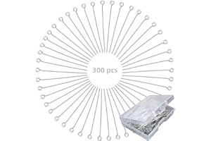 WMM Hot 300 Pcs 1.6 Inch 304 Stainless Steel Open Eye Pins Headpins for Jewelry Necklace Making, (Silver)