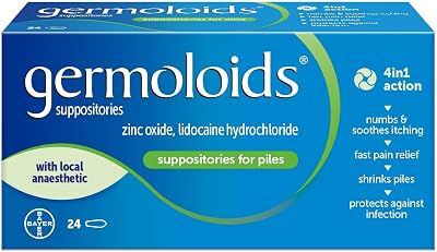 Germoloids Haemorrhoid Suppositories 55 g 24 Count Triple Action with