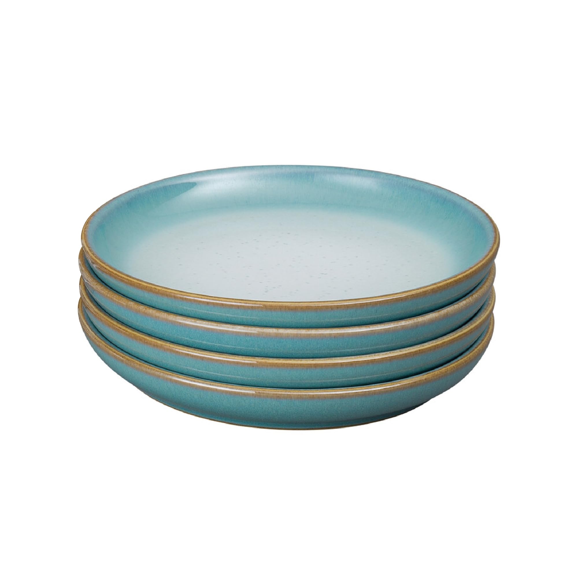 Denby - Azure Haze Blue Coupe Small Plates Set of 4 - Stoneware Ceramic Plates for Everyday Use - Dishwasher, Oven, Microwave, and Freezer Safe - Blue, White Reactive Gradient Glaze - Chip Resistant