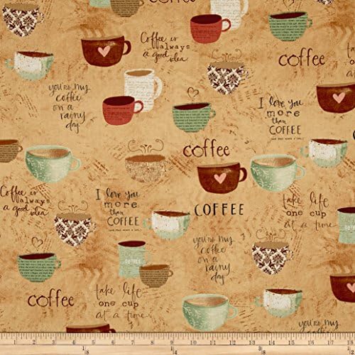 Wilmington Prints But First Coffee! Large Allover Coffee Fabric By The Yard